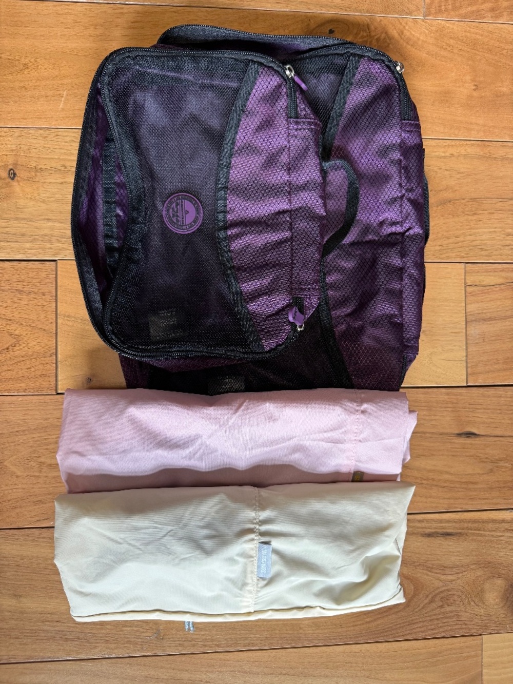 Travel Packing Cubes Set Purple Organizer Bags + 2 Shoe Bags Carry-On Luggage